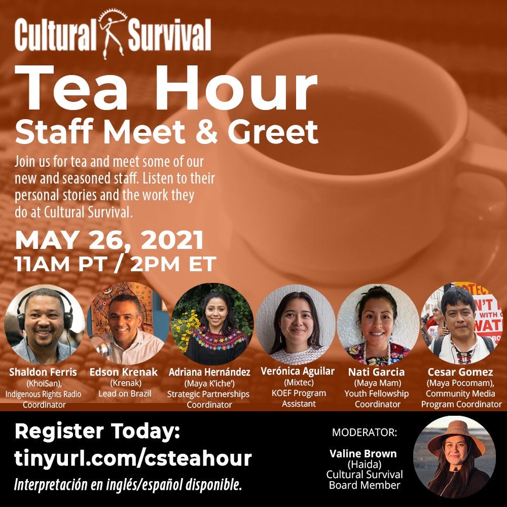 The words "Tea Hour Staff Meet & Greet" over a photo of a teacup.