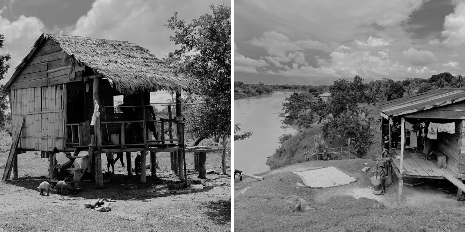 Casa de comunitarios en las comunidades de Klisnak y Wiwinak en la ribera del Río Coco